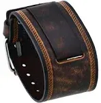 Nemesis #IN-BS 24mm Lug Width Wide Brown Leather Cuff Wrist Watch Band