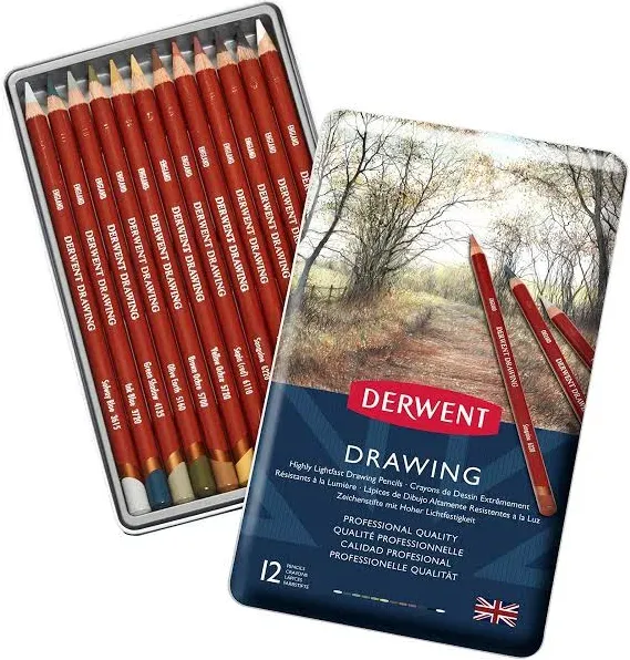 Derwent Drawing Pencils 12 Tin