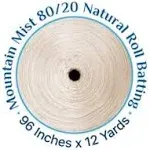 80/20 Natural Cotton Polyester Blend Quilt Batting 96 Inches by 12 Yards