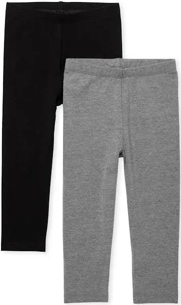 Baby Girls And Toddler Girls LeggingsBlack/ Hound Gray Pack3T