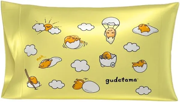 Franco Collectibles Hello Kitty & Friends Gudetama Beauty Silky Satin Standard Reversible Pillowcase Cover