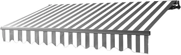 ALEKO Retractable 12x10 ft Grey White Stripes Home Patio Grey White stripes 12 x