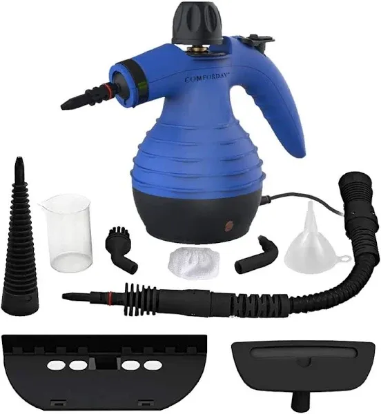 Comforday Handheld Pressurized Steam Cleaner- Multi- Purpose Steamer with 9-Piece Accessories Steam Cleaning Machine for Stain Removal Curtains Car