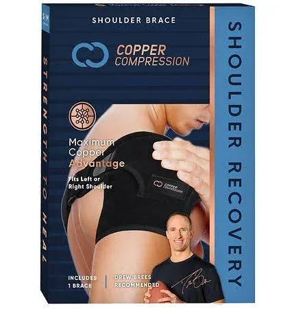 Copper Compression Shoulder Brace (One Size UNISEX) Black  pre -owned