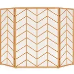 52X31In 3 Panel Chevron Fireplace Screen, Mid Century Modern Wrought Iron Han...