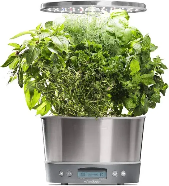 AeroGarden Harvest Elite Indoor Garden Hydroponic System with LED Grow Light and Herb Kit, Holds up to 6 Pods, Stainless 