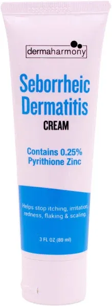 Dermaharmony Seborrheic Dermatitis Cream 3 fl oz – (1 Tube) - Relieves Skin and/or Scalp itching, Irritation, Redness, flaking and Scaling Due to seborrheic Dermatitis