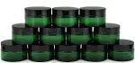 Vivaplex, 12, Green, 15 ml, Round Glass Jars, with Inner Liners and Green 