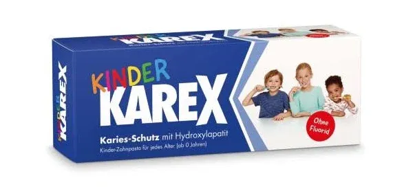 Kinder Karex Hydroxyapatite Kids Toddler Toothpaste 2.3 Ounce, Fluoride Free, Safe If Accidentally Swallowed