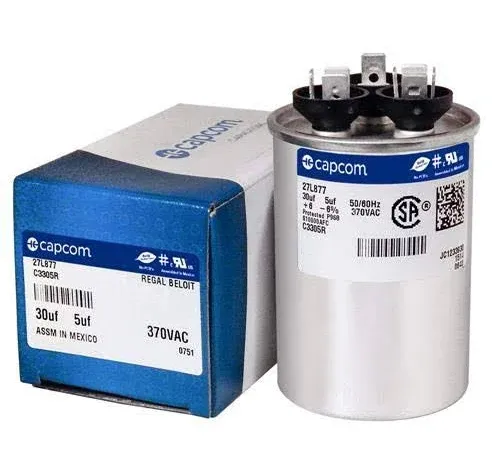 GE  Replacement for Capacitor 30/5 Uf 370 Volt 97F9833, 370V, 30/5 MFD, Dual Run