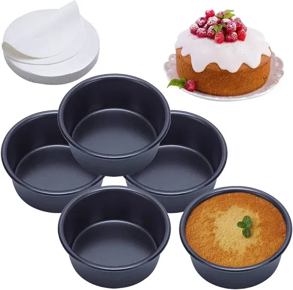 5-Piece Nonstick Cake Pan Set with Parchment Paper