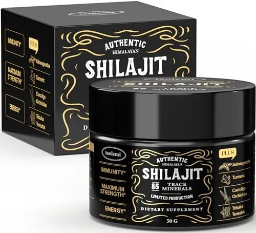 taolemi Shilajit Pure Himalayan Organic, Shilajit Resin with 85+ Trace Minerals and Fulvic Acid for Enhanced Energy and Immune, Support Men & Women,