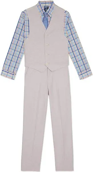 IZOD Boys' 4-Piece Set with Collared Dress Shirt, Tie, Vest, and Pants