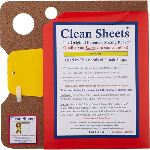  Clean Sheets - CLN-CS100 Superior Mixing Pad 12x12 - 100 Disposable Sheets 