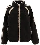 Womens UGG Black Nikia Crochet UGGFluff Jacket