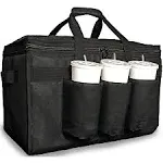 Insulated Food Delivery Bag with Cup Holders/Drink Carriers Premium XXL, Great F