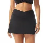 Coco Reef Serene Cross Over Swim Skort —Wide V Seam Waistband Skirt with Shorts