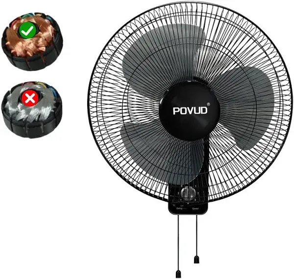 Wall Mount Fan 16In with Upgraded Motor, Quite Oscillating Mounted Fan with 3...