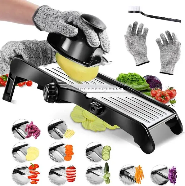 Manual Mandoline Food Slicer, Adjustable Stainless Steel Vegetable Chopper Dicer