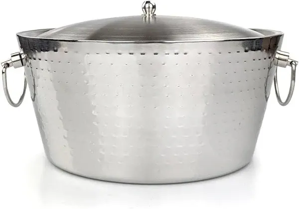 BREKX Anchored Model Hammered Steel Insulated Wine Ice Bucket with Lid