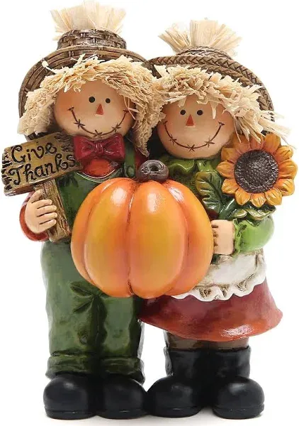 Fall Thanksgiving Scarecrow Couple Table Decorations Indoor, Resin Thanksgivi...