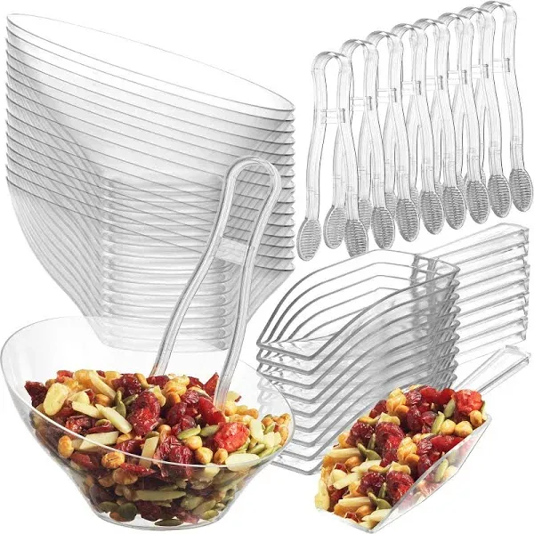 JoyServe 6 oz Clear Plastic Dessert Bowls (16 Pcs)