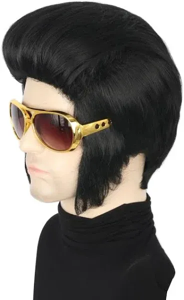 Men Wig and Glasses Black Short Wigs Cosplay Halloween Costumes Wig Man Wig