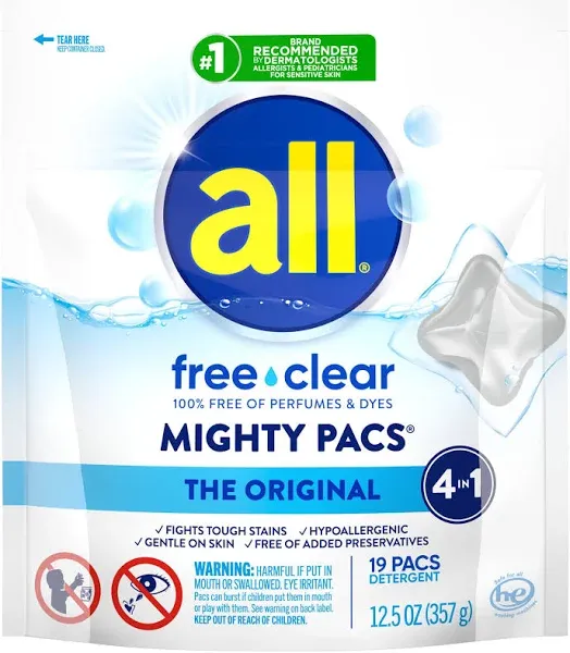 All Mighty Pacs Free Clear Laundry Detergent