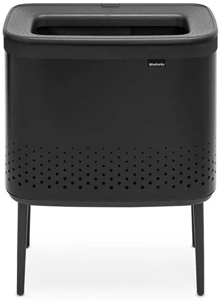 Brabantia Bo Laundry Bin 60L Rectangular MDF White Black Ventilation 200502