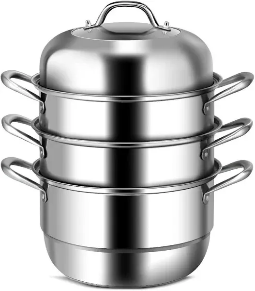 Costway 3 Tier Stainless Steel Cookware Pot Saucepot Steamer