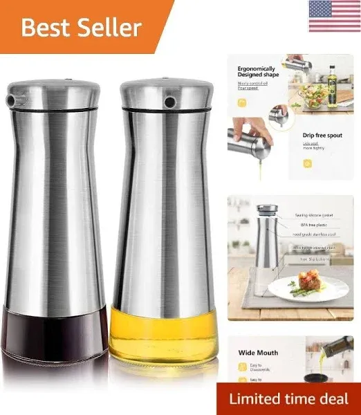 Olive Oil And Vinegar Dispenser Bottle Set 2 Pack Elegant Stainless Steel Oil Di