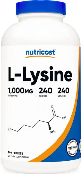 Nutricost L-Lysine 1000mg, 120 Tablets - Gluten Free, Non-GMO, and Vegetarian Friendly