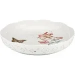 Butterfly Meadow White Porcelain Low Serving Bowl 64 Ounce Dishwasher Safe