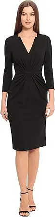 Maggy London Women's Plus Size Notched V-Neck Sophisticated Sheath Dress Event Office Workwear Guest of