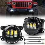 Nilight 4 Inch LED Fog Light Assembly Compatible with 2007 2008 2009 2010 2011 2012 2013 2014 2015 2016 2017 2018 Jeep Wrangler JK Unlimited JKU w/Conversion Cable Clear Fog Lamps