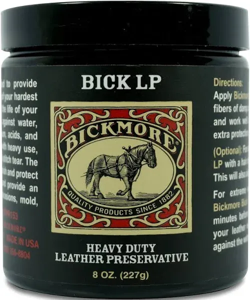 Bickmore Leather Conditioner, Scratch Repair Bick LP 8oz - Heavy Duty LP Leather Preservative | Leather Protector, Softener and Restorer Balm for Dry, Cracked, and Scratched Leather | Made in USA