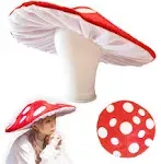 VintageCos Women's Mushroom Plush Novelty Hat Wide Brim Fedora Hat Halloween Cosplay Accessories Red Cap