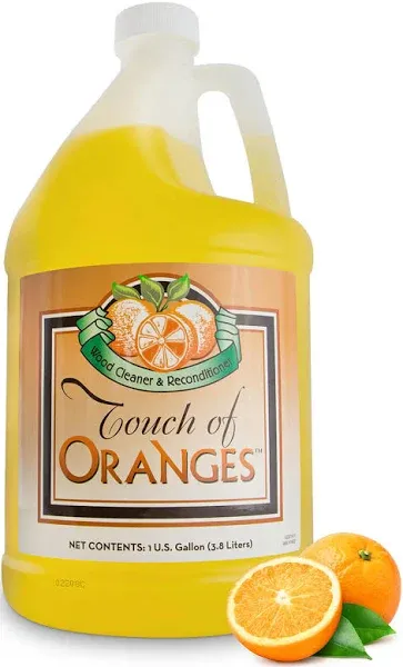 Touch Of Oranges Wood Cleaner & Polish Spray Real Orange Oil Luster Finish, Clean Kitchen Cabinets, Hardwood Floor and All Wood, Restorer, Conditioner - (1 Gallon)