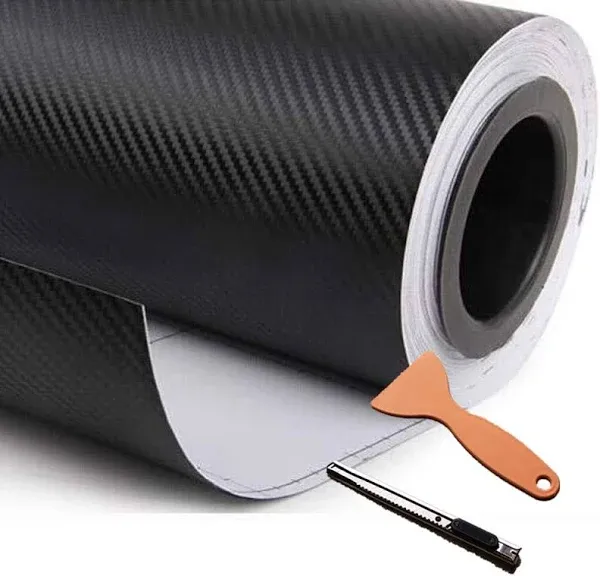 DIYAH 3D Black Carbon Fiber Film Twill Weave Vinyl Sheet Roll Wrap DIY Decals with Knife and Hand Tool (24" X 60" / 2 FT X 5 FT)