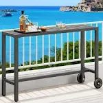 YITAHOME 55" Outdoor Bar Table, Rectangle Narrow Counter Height Table, Ideal Bar Height Table for Balcony, Patio, Garden, Yard, Poolside, Black