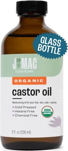 Organic Castor Oil Cold Pressed (Glass Bottle,4 Oz,) pure hexane free castor oil