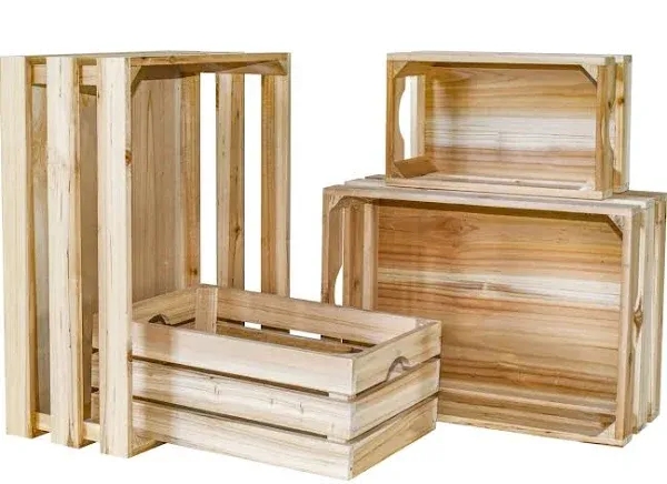 Jumbo Humble Large Wooden Unfinished Set of 4 Storage Crates