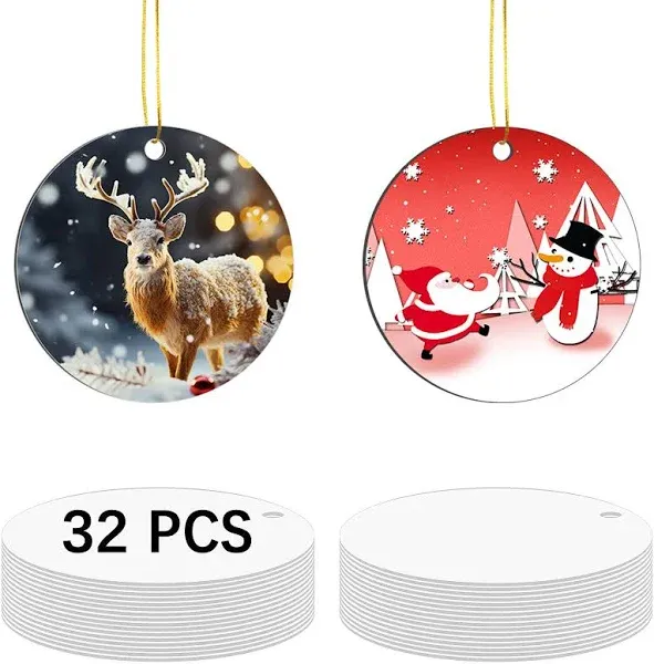 GEKIXUTP 32 Pcs Metal Sublimation Ornament Blanks