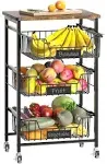 Vintage-Style 4-Tier Metal Kitchen Cart with Easy Assembly &amp; Versatile Use