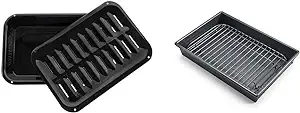 Certified Appliance Accessories SPL50008 Small 2-Piece Broiler Pan & Grill Set Porcelain-on-Steel & Chicago Metallic 26639 Petite Roast Pan with Rack, Grey, 10-Inch-by-7-Inch