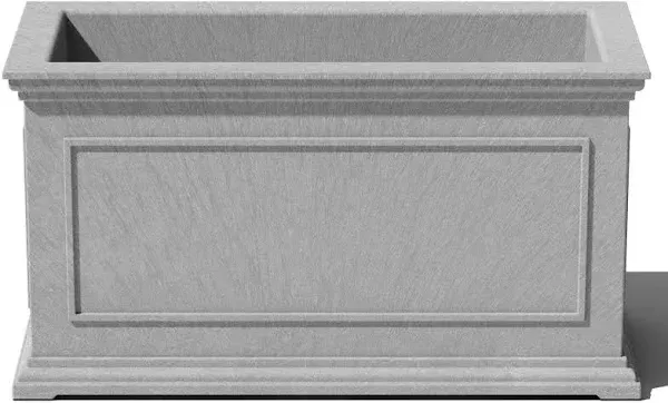 Veradek Brixton Series Large Plastic Planter - Gray, Outdoor, All-Weather Resistant, Dimensions 17.5"H x 16"W x 32"L, Classic Estate Design for Flowers, Trees, Shrubs