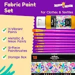 Permanent Fabric Paint for Clothes, 15 Colors - Fabric Paint for Canvas Texti...