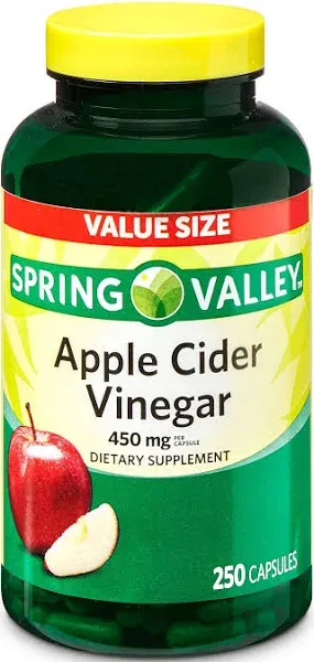 Apple Cider Vinegar Dietary Supplement 100 Capsules 450mg Spring Valley exp 9/24