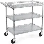 Heavy Duty 3 Tier Rolling Utility Cart, Kitchen Cart on Wheels Metal Serving Car