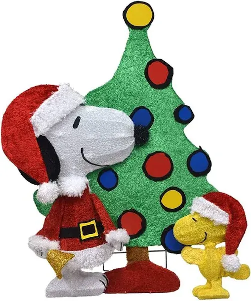 ProductWorks 32-Inch Peanuts Snoopy and Woodstock Pre-Lit Yard Decor